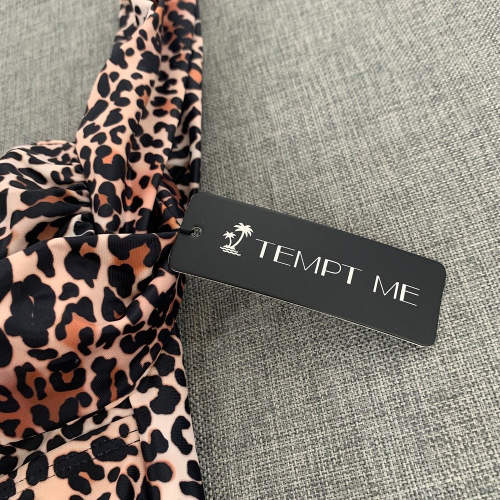 Brand New! Tempt Me Leopard Tankini One Shoulder XL Removable Pads - Picture 3 of 14